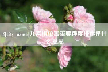 泰安九宫格位置重要程度排序是什么意思