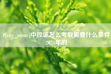 泰安中控证怎么考取需要什么条件2024年的