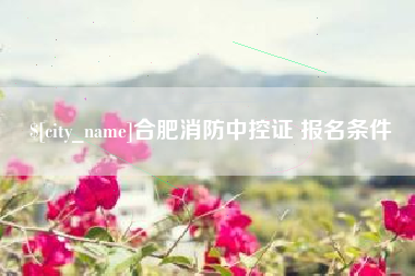 泰安合肥消防中控证 报名条件